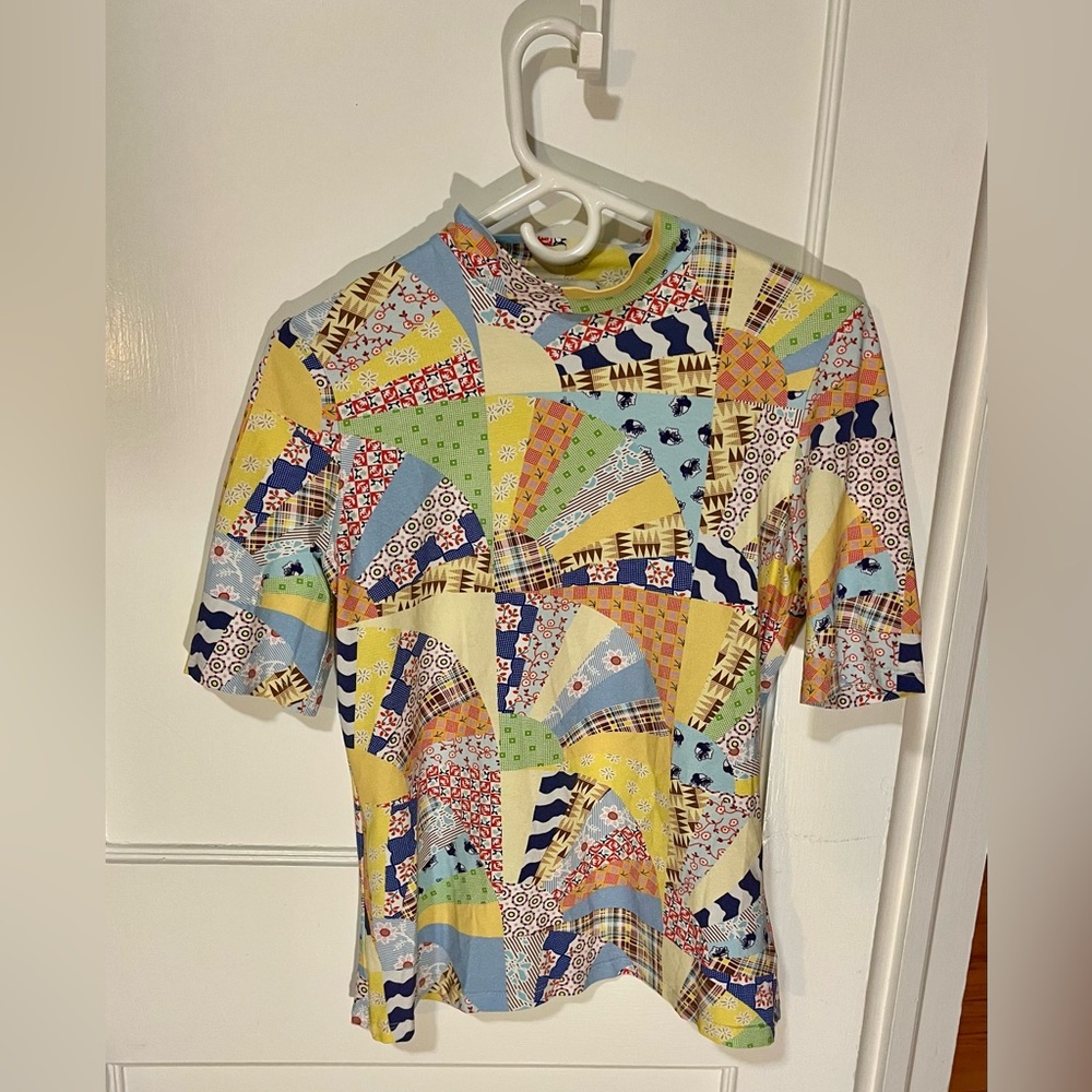 Carleen Colorful Patchwork Pattern Top - image 1